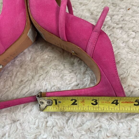 Schultz Hot Pink suede Mules 4”heels pointed toe Size9B - Picture 7 of 8